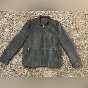 NWT Micheal Kors suede leather racer jacket large grey